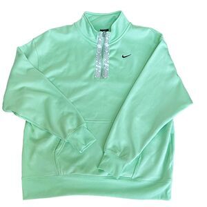 Nike Dri-Fit 1/4 Zip Mint Green Sweatshirt M Fleece Lined Nike Logo